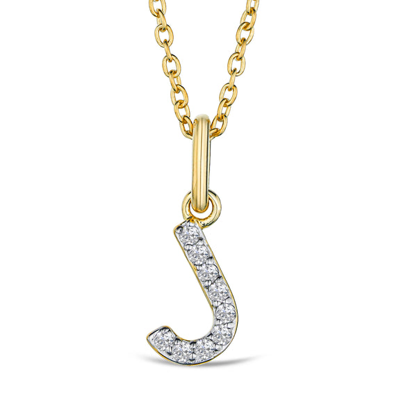 Love Letter Initial J Lab Diamond Necklace set in 18K Gold Vermeil